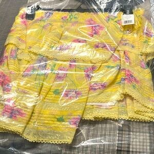 Brand new never worn ruffle mini skirt bright azalea sz large loveshackfancy